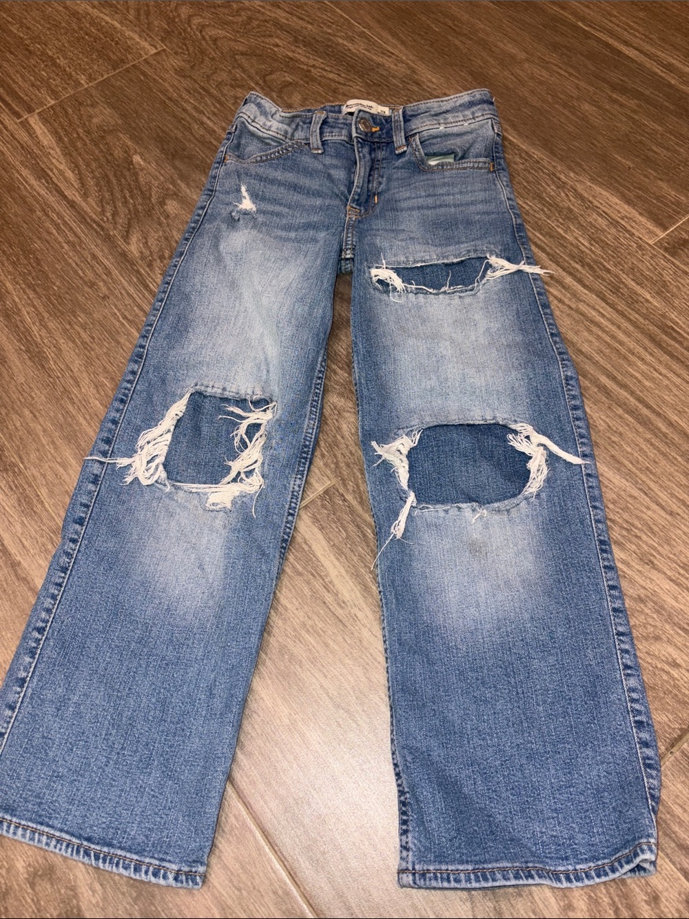 abercrombie kids Medium Blue Ripped Wide-Leg Jeans